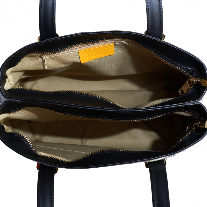 Geanta Delia, piele naturala neagra cu elemente geometrice 8144 [4]