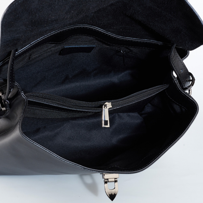 Geantă Leonie, neagră din piele naturală 8106 [6]