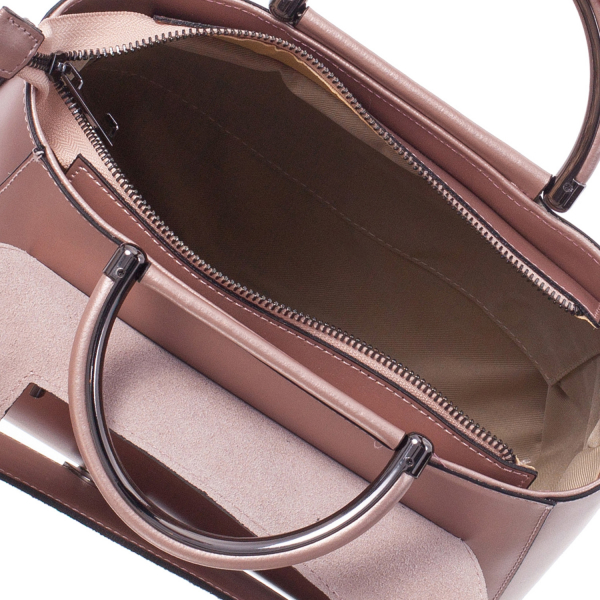 Geantă roz sidefat din piele naturală 8035 [4]