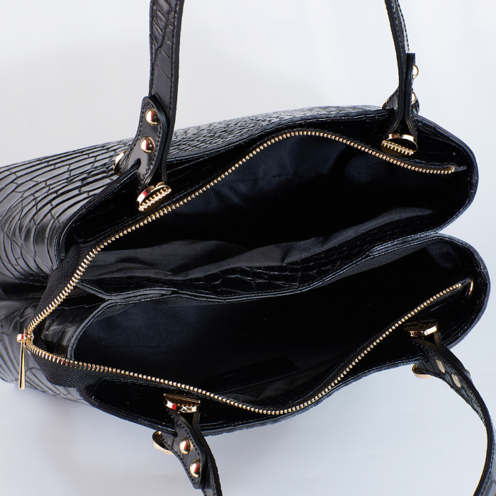 Geantă Amanda, neagra din piele naturală 8098 [6]