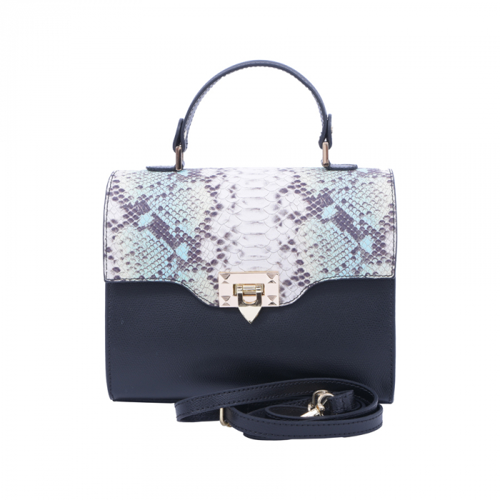 Geantă Miriam, piele naturala neagra cu imprimeu snake, 8052 [2]