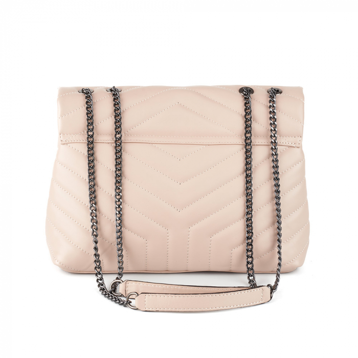 Geantă Anais, piele naturala roz, bareta metalica, 8105 [3]