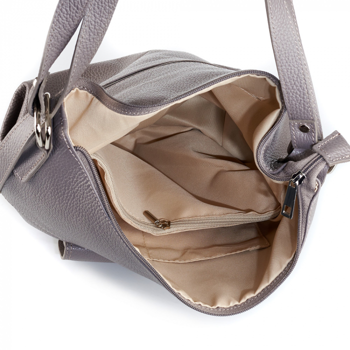 Geantă Ayline, tip rucsac gri din piele naturală moale 8110 [5]