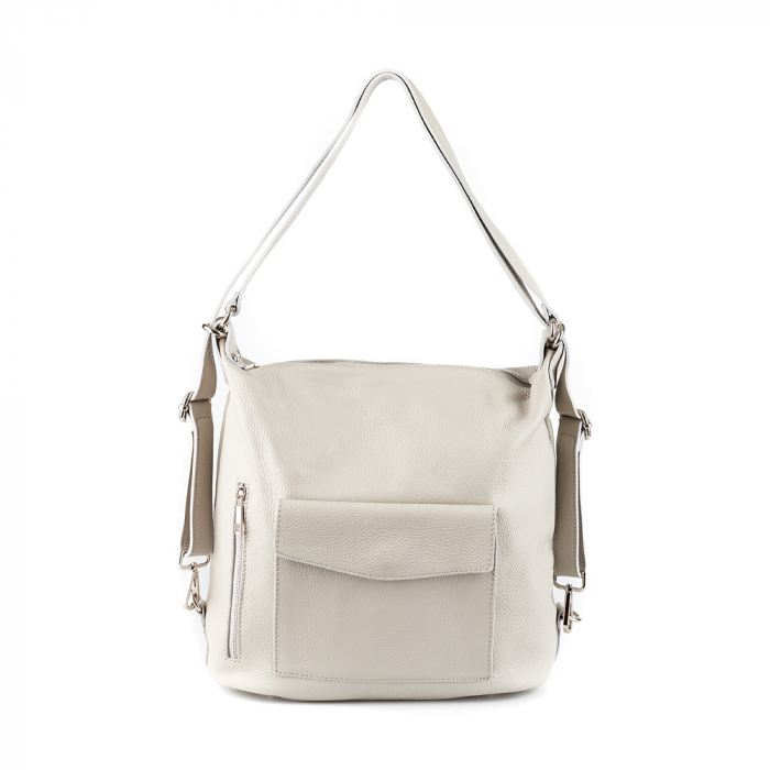 Geantă Claire, tip rucsac gri deschis din piele naturală moale 8118 [2]