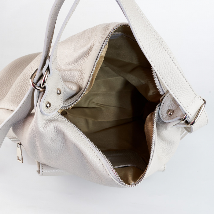 Geantă Claire, tip rucsac gri deschis din piele naturală moale 8118 [6]