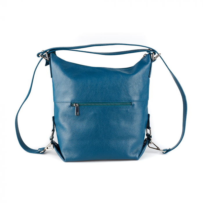 Geantă Ayline, tip rucsac turcoaz din piele naturală moale 8110 [4]