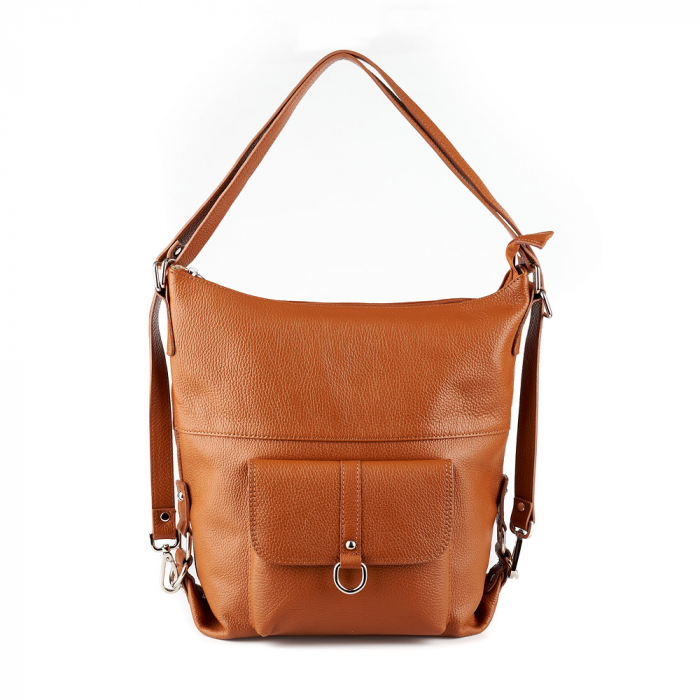 Geantă Ayline, tip rucsac coniac din piele naturală moale 8110 [2]