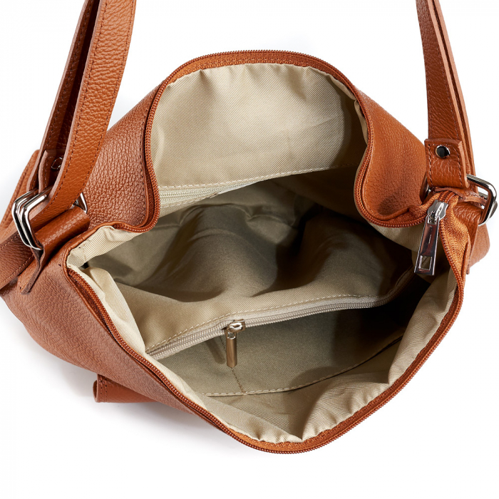 Geantă Ayline, tip rucsac coniac din piele naturală moale 8110 [5]