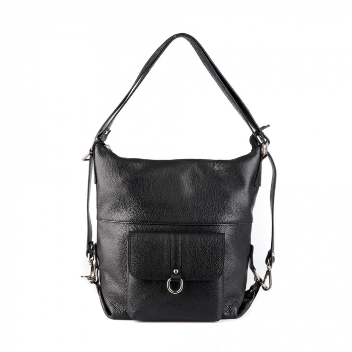 Geantă Ayline, tip rucsac neagra din piele naturală moale 8110 [2]
