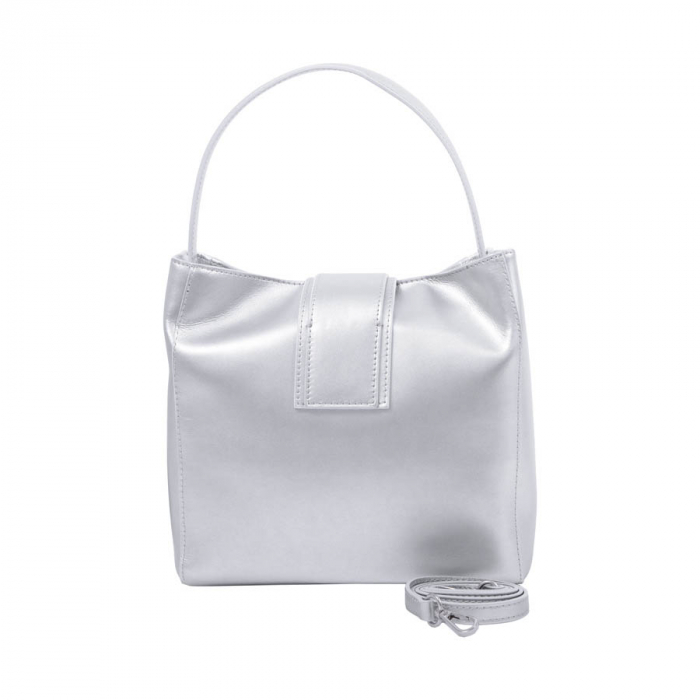 Geantă Bailley, piele naturala, argintie, 8057 [5]