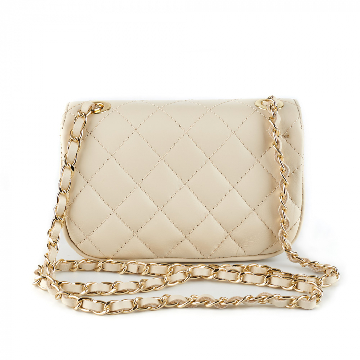 Geantă Bianca, crossbody piele crem cu aspect matlasat - monocompartimentată 8003 [3]