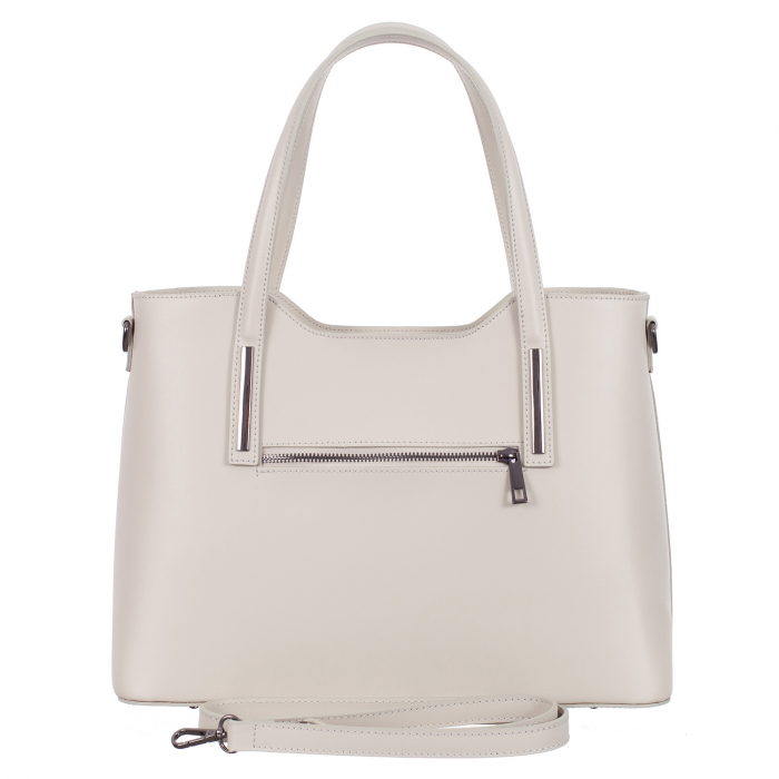 Geantă Model Mare Emma, alb-gri din piele naturală 8008 [3]