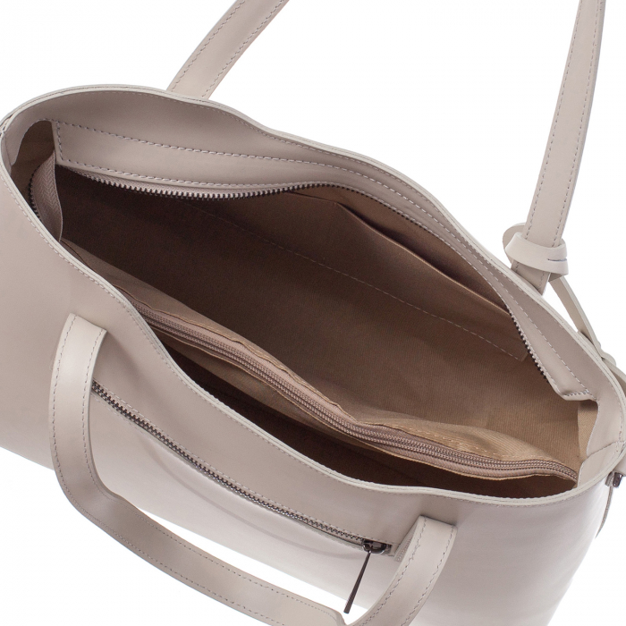 Geantă Model Mare Emma, alb-gri din piele naturală 8008 [4]