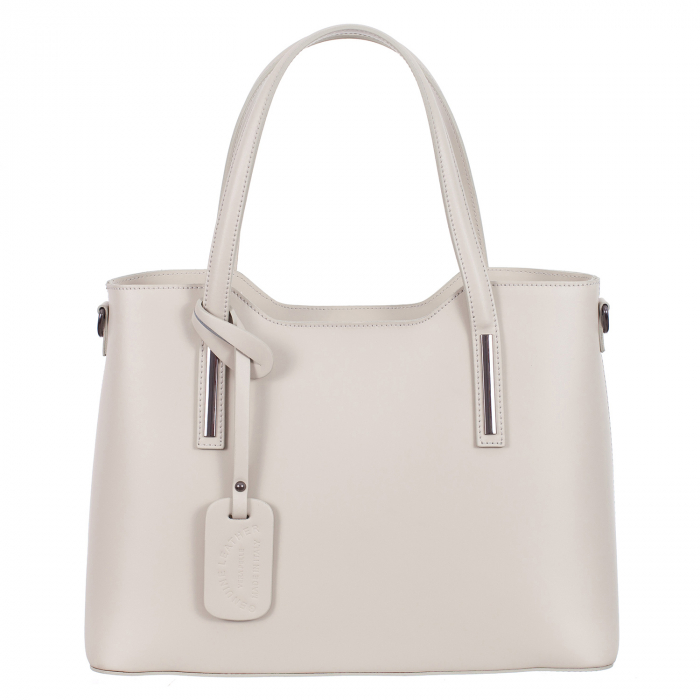 Geantă Model Mare Emma, alb-gri din piele naturală 8008 [2]