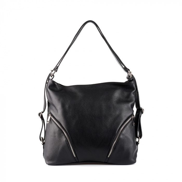 Geantă Brianna, tip rucsac negru din piele naturală moale 8119 [2]