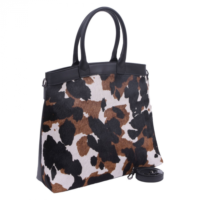 Geantă Camouflage, piele naturala, maro si negru, 8083 [4]
