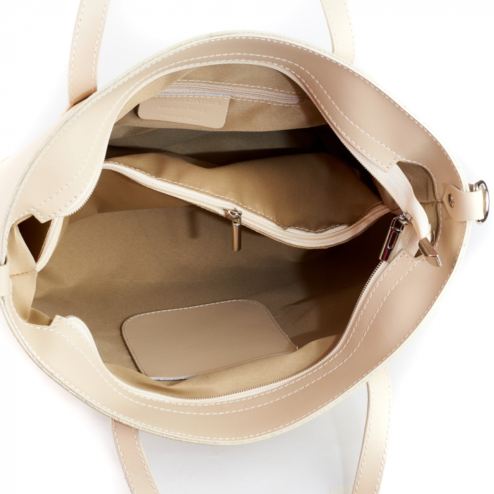 Geantă din piele naturală crem 8012 [4]