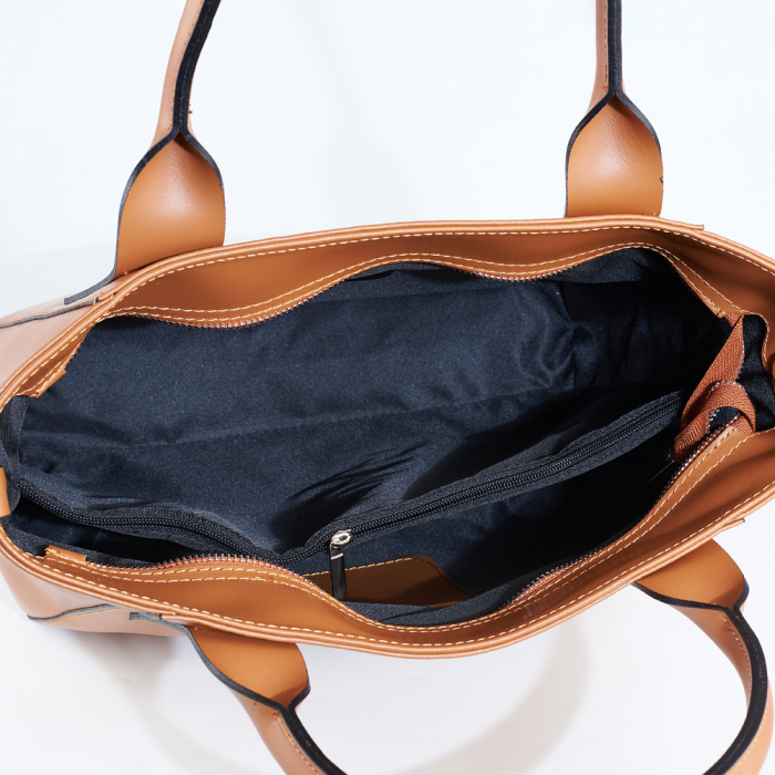 Geantă Carolyn, din piele naturală bej, 8091 [5]