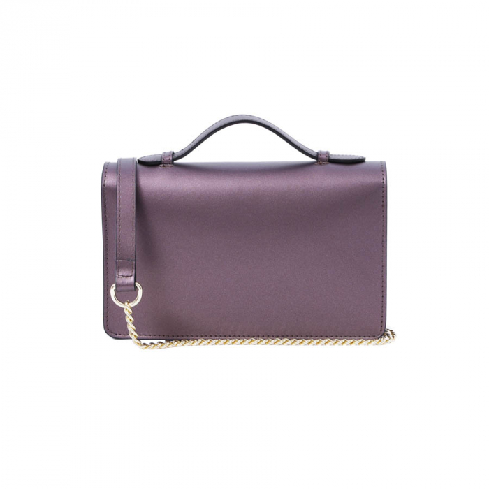 Geantă Clariss, piele naturala bordeaux sidefat, bareta metalica, 8059 [4]