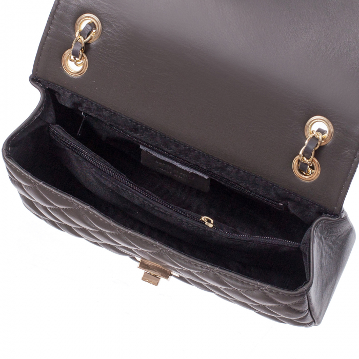 Geantă crossbody piele gri cu aspect matlasat 8002 [3]