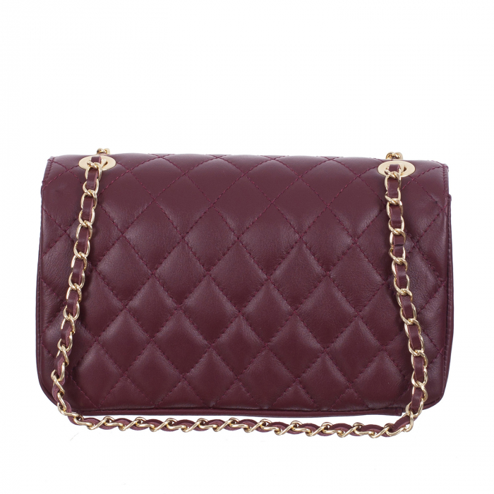 Geantă crossbody piele bordo cu aspect matlasat 8002 [4]