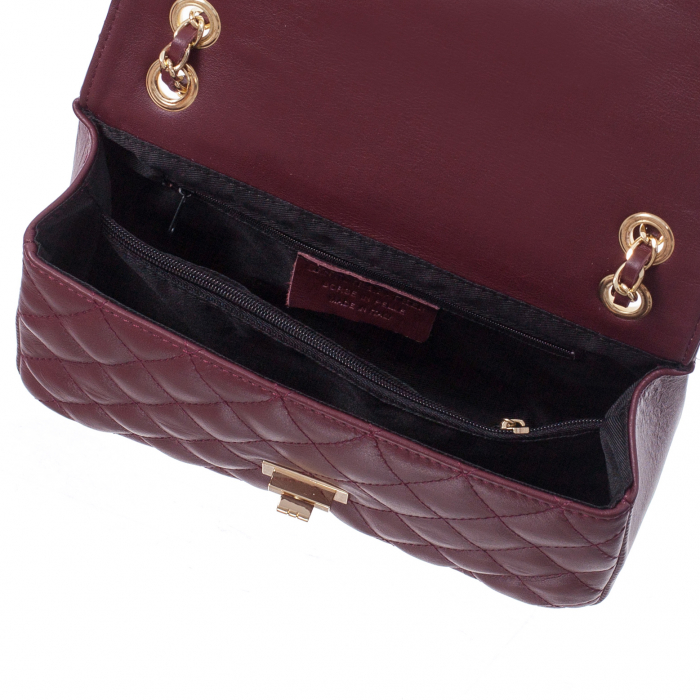Geantă crossbody piele bordo cu aspect matlasat 8002 [3]