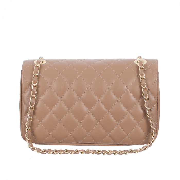 Geantă crossbody piele nude cu aspect matlasat 8002 [4]