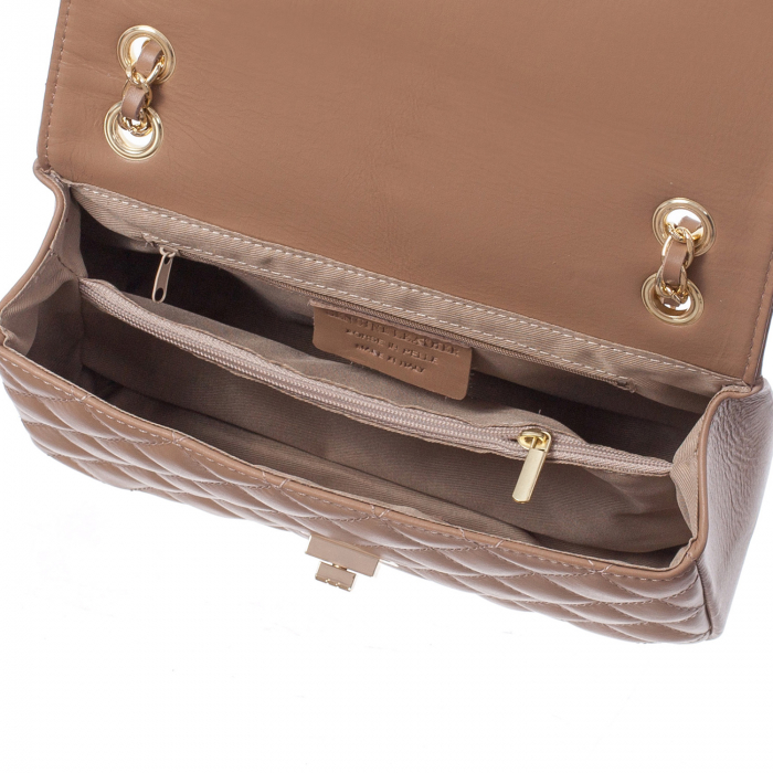Geantă crossbody piele nude cu aspect matlasat 8002 [3]