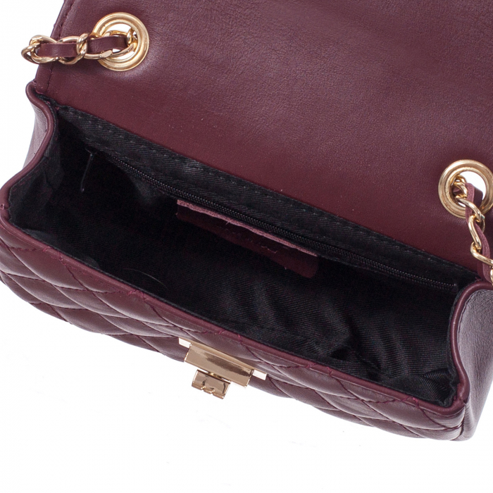 Geantă crossbody piele bordo cu aspect matlasat monocompartimentată 8003 [4]