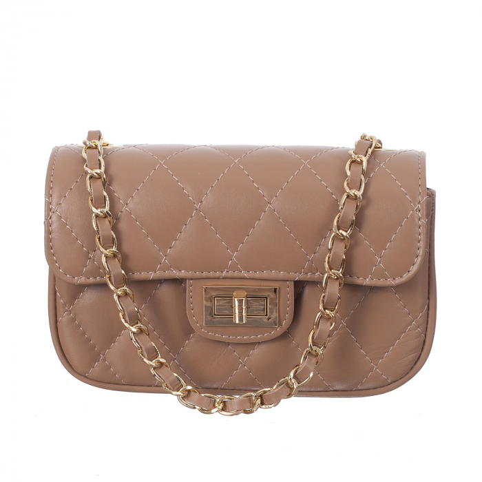 Geantă Bianca, crossbody piele nude cu aspect matlasat - monocompartimentată 8003 [2]