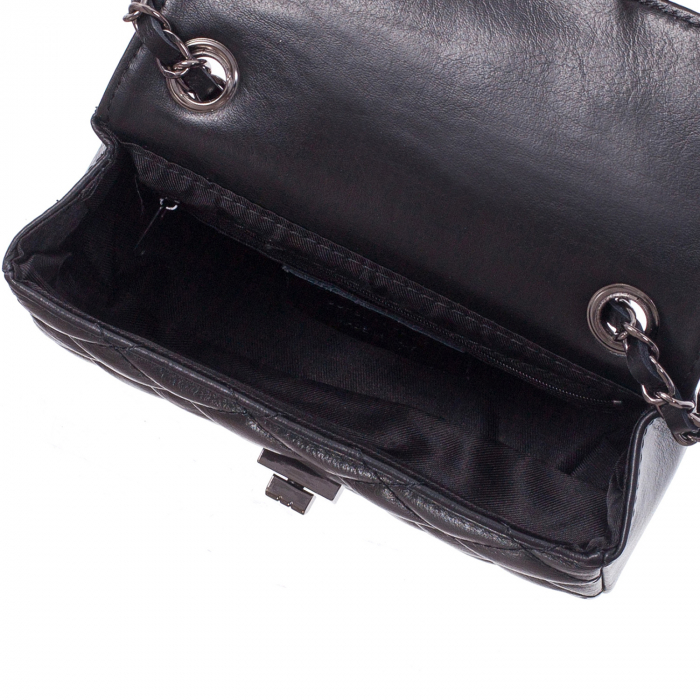 Geantă crossbody piele neagră cu aspect matlasat monocompartimentată 8003 [4]