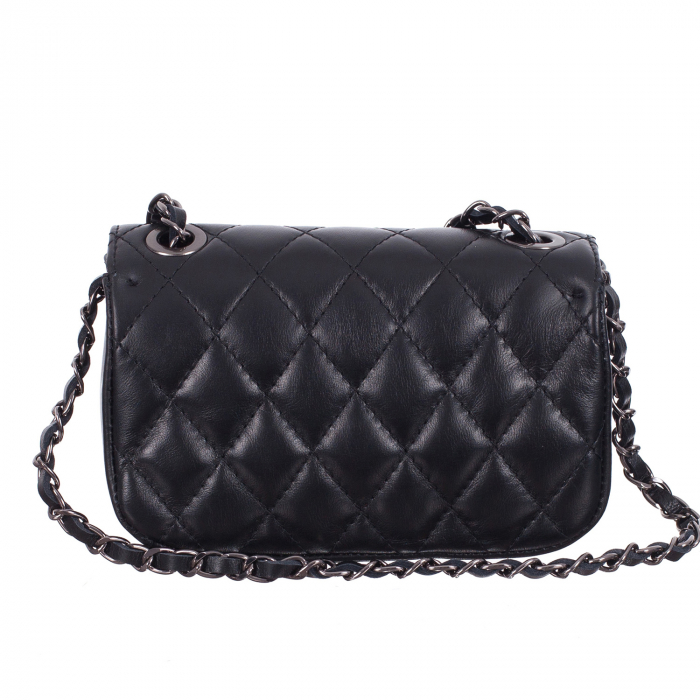Geantă crossbody piele neagră cu aspect matlasat monocompartimentată 8003 [3]