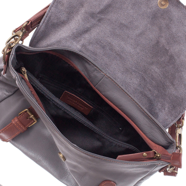 Geantă din piele gri cu accesorii maro 8004 [4]