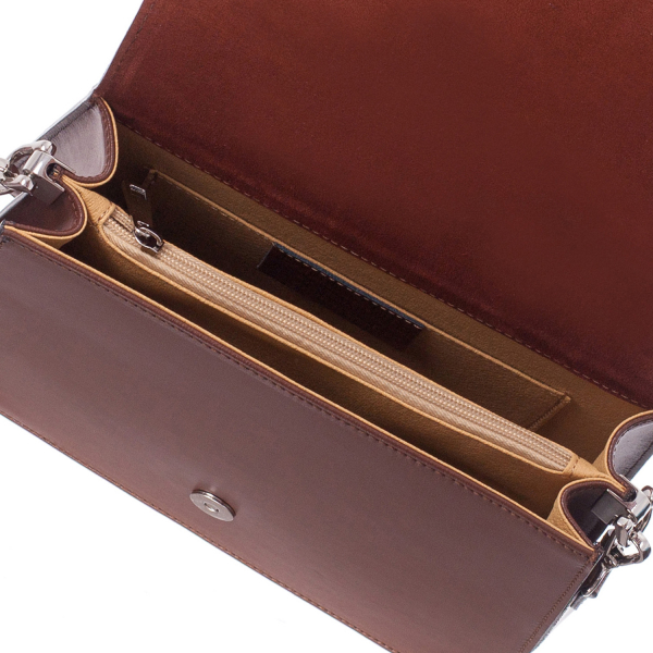 Geantă din piele cu capac din piele întoarsă grena cu baretă scurtă 8018 [4]