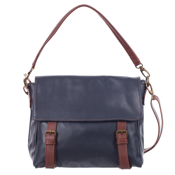 Geantă din piele bleumarin cu accesorii maro 8004 [2]