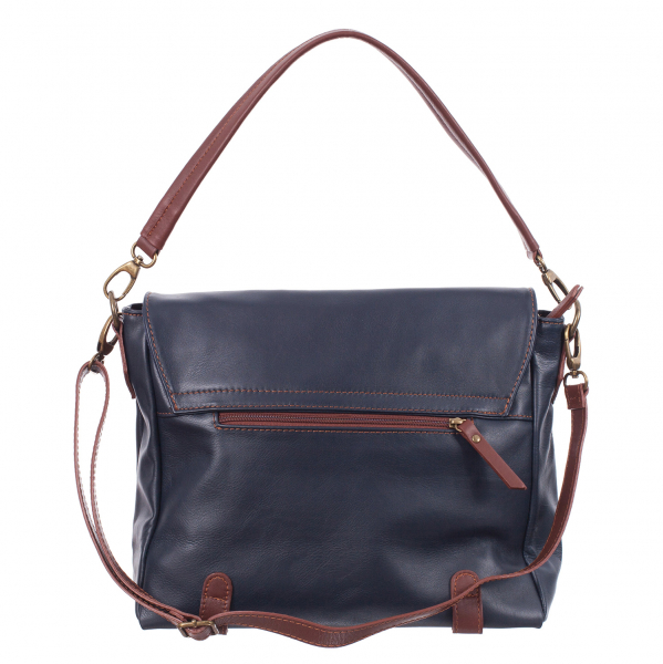 Geantă din piele bleumarin cu accesorii maro 8004 [3]