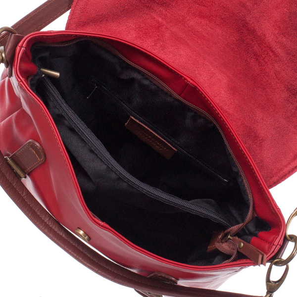 Geantă din piele roșie cu accesorii maro 8004 [4]