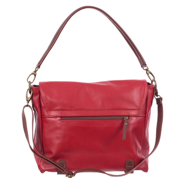 Geantă din piele roșie cu accesorii maro 8004 [3]