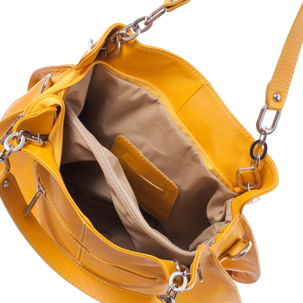 Geantă din piele naturală galbenă 8009 [4]