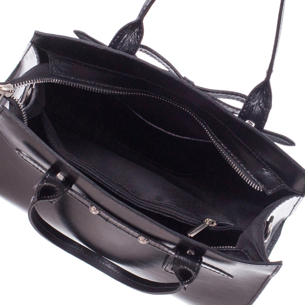 Geantă din piele naturală neagră 8030 [4]