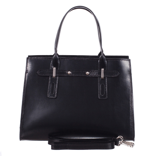 Geantă din piele naturală neagră 8030 [3]