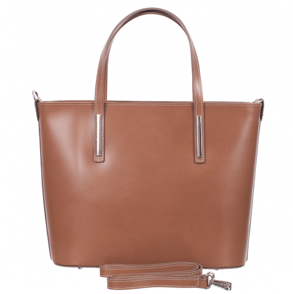 Geantă din piele naturală cu model laser-cut beige 8031 [3]