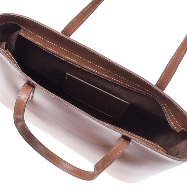 Geantă din piele naturală cu model laser-cut beige 8031 [4]