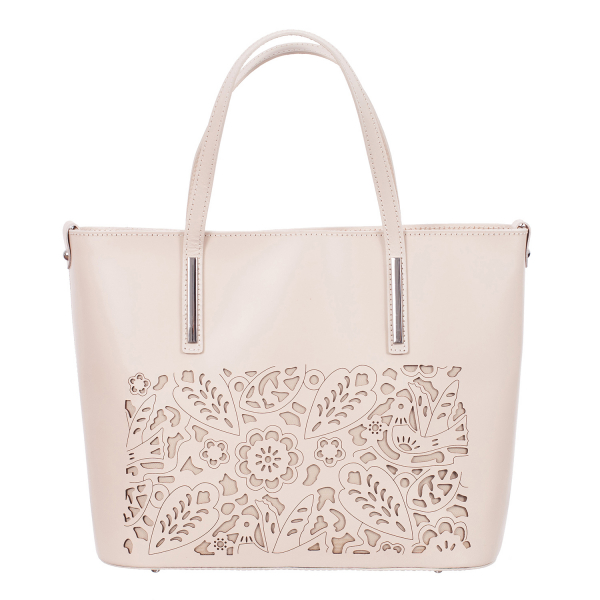 Geantă din piele naturală cu model laser-cut nude 8031 [2]