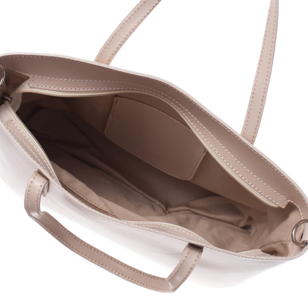 Geantă din piele naturală cu model laser-cut nude 8031 [4]