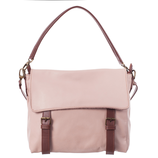 Geantă din piele roz cu accesorii maro 8004 [2]