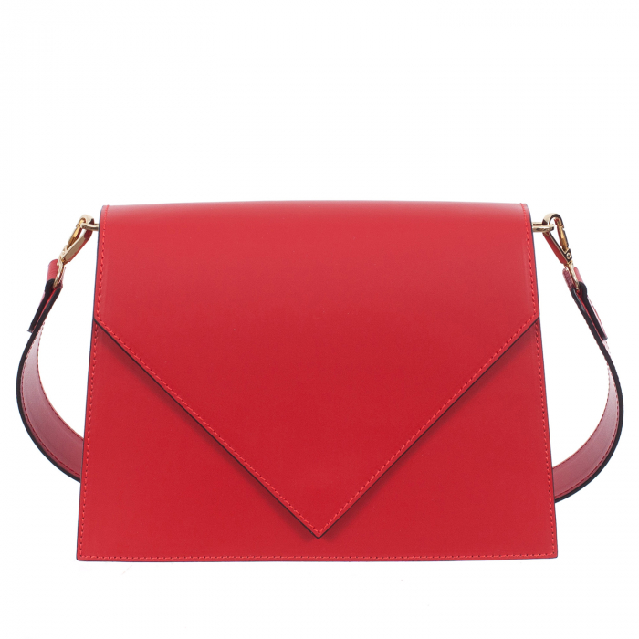Geantă din piele roșie cu baretă scurtă 8017 [5]