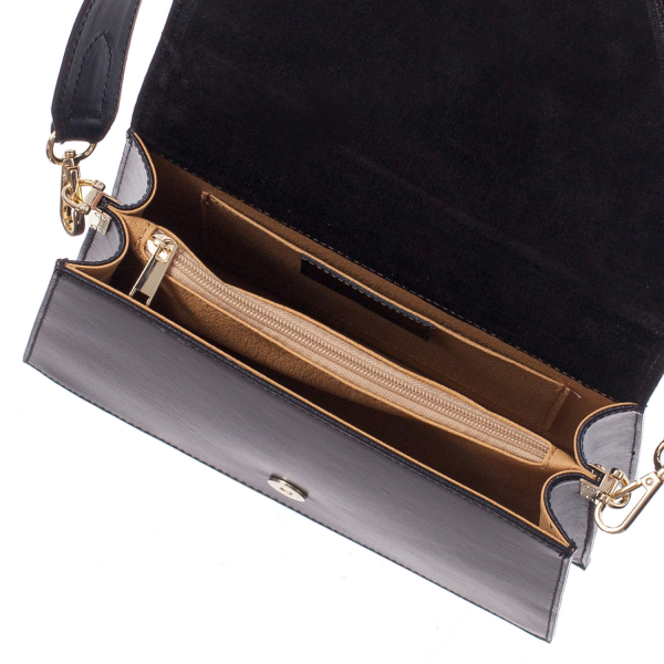 Geantă din piele neagră cu baretă scurtă 8017 [4]