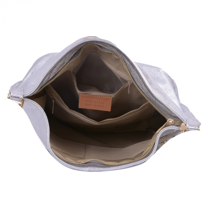 Geantă Elaine, din piele naturală argintie 8070 [3]