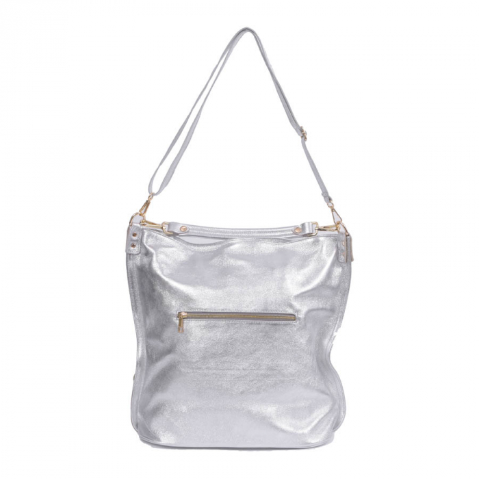Geantă Elaine, din piele naturală argintie 8070 [4]